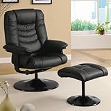 Swivel Recliner Chair with Ottoman Black Leatherette