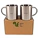Coffee Mugs Stainless Steel - Double Wall - with Laser Words Red & Green -13.5oz - Metal Coffee Mug Tea Cups - with Round Handles - perfect for Home Camping RV Gift - Shatterproof Set of 2
