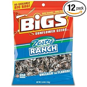 BIGS Zesty Ranch Sunflower Seeds, 5.35-Ounce Bags (Pack of 12) by BIGS