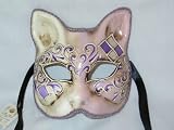 Venetian Carnivale Cat Mask/Pink/Creme