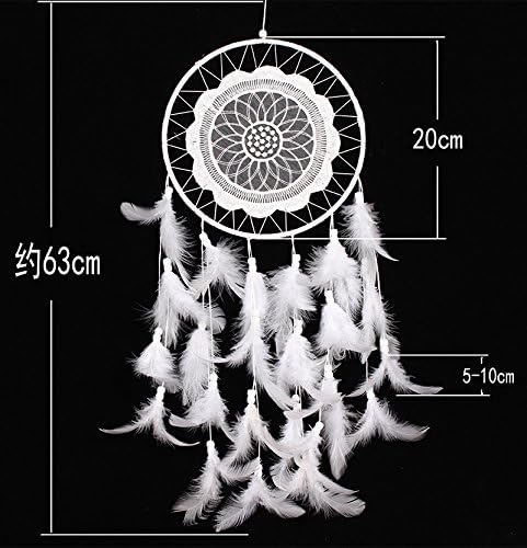 Newest Home Hanging Decoration Dream Catcher White Laces Dreamcatcher Handmade Traditional White Beaded and Feathers with White Lace Approx 20cm 7.8" Diameter 63cm 24.8" Long