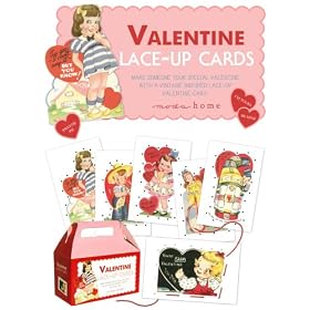 Set of 12 Valentine Vintage Style Lace-Up Cards