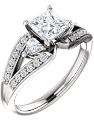 14K White Gold Princess Cut Diamond Ring -- LIFETIME WARRANTY