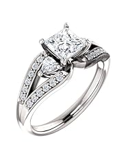 10K White Gold Princess Cut Diamond Ring -- LIFETIME WARRANTY