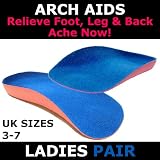 Arch Aids - The No. 1 Foot Arch Support - PAIR - ¾ Length Orthotic Insole - Ladies Size - The Ultimate Insoles to Support Weak and Fallen Arches!