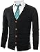 Ohoo Mens Slim Fit Ribbed V-Neck Button Down Knit Cardigan