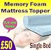 LUXURY VISCO MEMORY FOAM MATRESS TOPPER SINGLE BED 1 INCH THICKNESS
