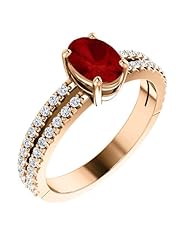 10K Rose Gold 7.00x5.00mm Oval Cut Ruby and Diamond Ring -- LIFETIME WARRANTY