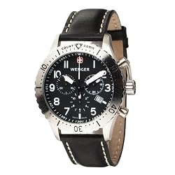 Wenger Men's 77005 AeroGraph Chrono Black Leather Strap Watch