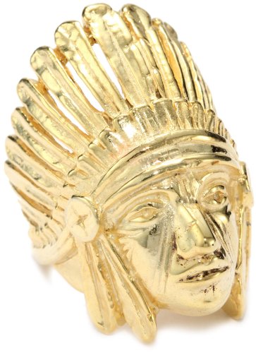 Alberto Juan Native American 14kt Vermeil Chief Ring, Size 7