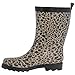 Capelli New York Shiny Baby Leopard Printed Ladies Short Sporty Body Rubber Rain Boot Grey Combo 10