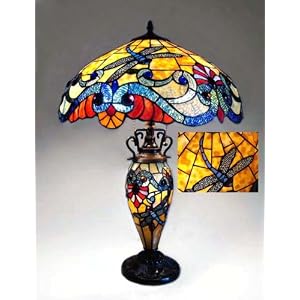 Tiffany Style Dragonfly Double Lit Table Lamp
