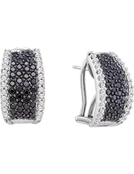 1.51ctw Black & White Diamond Hoop Earrings