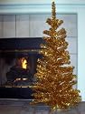 Gold Vintage Style Tinsel Aluminum 4' Artificial Christmas Tree