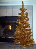 Gold Vintage Style Tinsel Aluminum 4' Artificial Christmas Tree