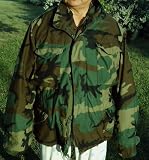 Used M-65 Camouflage Pattern Cold Weather Field Jacket Coat; Size Medium Short [Chest 37 to 41 in.]