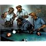 Dan Mcmanis Dogs Playing Pool Art Poster Print - 20" X 16"