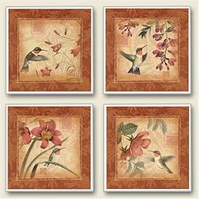 Click here to buy Hummingbirds and Honeysuckle Set of Four Absorbastone Coasters by Artworks Home Accents.