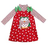 (ラボーグ) La vogue 子供 ロンパース キッズ サロペット ワンピース スカート 衣装 クリスマス フクロウ柄 チュニック 水玉 女の子服 かわいい (120)