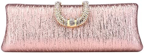 10.5'' Ladies Evening Bag,RUFFRYDER Womens Clutch Purse Wallet Handbag Purse Rhinestone Clasp for Wedding Evening Party,1802R#,Champagne
