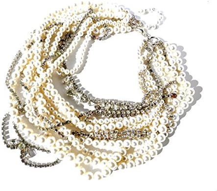 Statement Necklace, Wedding Jewelry,Vintage Pearl Rhinestone Necklace
