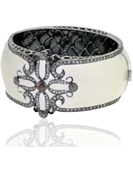 18kt Gold Diamond Pave Enamel Bangle Bracelet Silver Jewelry