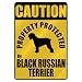 CAUTION  PROPERTY PROTECTED BY BLACK RUSSIAN TERRIER  PARKING SIGN DOG