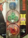 Bakugan Gundalian Invaders Bakutriad: Red Pyrus Lumino Dragonoid 670g, Green Ventus Coredem 650g, Blue Aquos Akwimos 800g [New, in Package]
