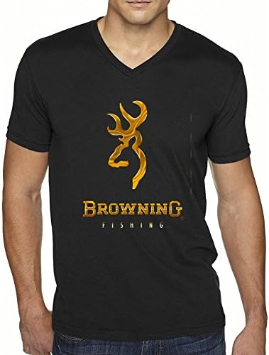 YIZIMI Browning Logo V-neck Ultimate Short-Sleeve Poly Cotton Men's T-shirt