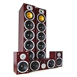 Beng V9M Heimkino Lautsprecher Set Surround Soundsystem (2x Frontlautsprecher, 1x Center-Box, 2x Surround-Lautsprecher) Mahagoni