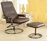 Genuine Black Leather Easy Chair/Chaise Recliner w/Ottoman