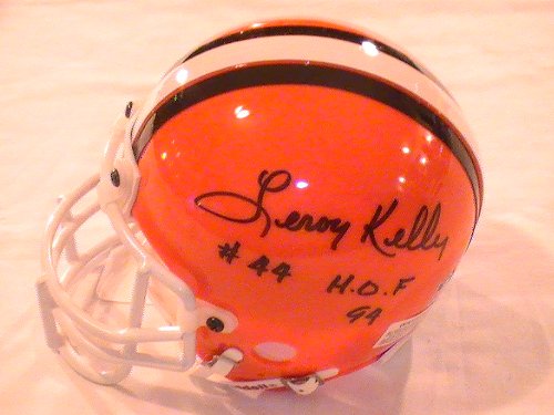 LEROY KELLY SIGNED AUTOGRAPHED MINI HELMET CLEVELAND BROWNS COA + HOLOGRAM
