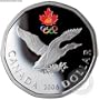 2006 Lucky Loonie Silver Dollar Coin Lucky Loon plus Official Emblem of the five Olympic rings by Royal Canadian Mint Has Provided Olympic Canadian Team Good Luck Charm for Canadian Athletes.