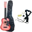 Austin Bazaar 25 Kid's Acoustic Toy Guitar with Carrying Bag and Accessories - Pink