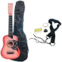 AB 25" Kid's Acoustic Toy Guitar with Carrying Bag and Accessories - Pink