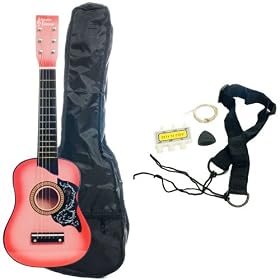 Kid's Acoustic Toy Guitar with Carrying Bag and Accessories - Pink