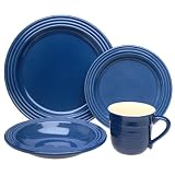 Emile Henry Le Potier Blue 4-Piece Dinnerware Place Setting, Service for 1