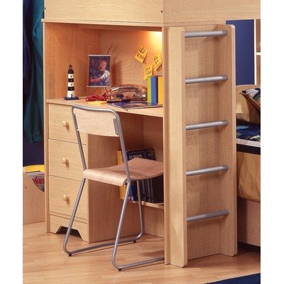 Natural Maple Loft Desk with Hutch Shaker Style