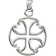 14K White Gold Maltese Cross Pendant - 39.00x27.00mm