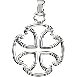 14K White Gold Maltese Cross Pendant - 39.00x27.00mm