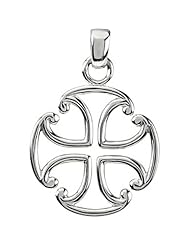14K White Gold Maltese Cross Pendant - 39.00x27.00mm -- LIFETIME WARRANTY