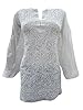 Georgette White Tunics Kurta Women Embroidered Top Blouses Medium