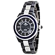 Oniss #ON8890-L Women's Stainless Steel Trim With Blue Baguette Crystals Black Ceramic Watch