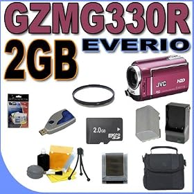 JVC Everio GZ-MG330R - Camcorder - widescreen - optical zoom: 35 x - HDD : 30 GB - flash card - ruby red