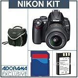 Nikon D5000 DX-Format 12.3 Megapixel Digital SLR Camera/Lens Kit with 18mm - 55mm f/3.5-5.6G AF-S DX (VR) Lens, with 4GB SD Memory Card, Spare EN-EL9 Lithium-Ion Rechargeable Battery, Camera System Bag