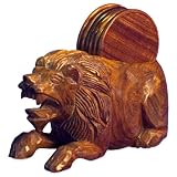 Review AsiaEXP  / Handmade Cherry Wood Coasters With Carved Lion Holder - Set of 6 (Thailand)