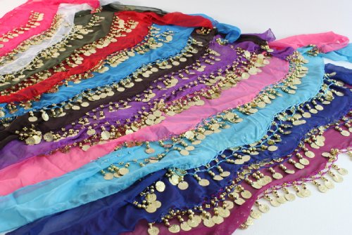 Belly Dance Scarf Coin Wrap Belt Skirt Hipscarf Dancing - In a Variety of Colours