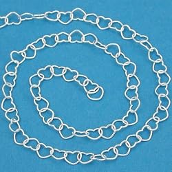 St Silver Heart Chain Bulk By The Foot Unfinished 3.8mm