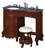Winslow Single Sink Cabinet With Vanity And Stool, 35Hx48W, ANTIQUE CHERRY