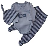 from Minene Minene New Born Gift Set with Trousers with Feet and Matching Hat (0-3 months,Blue) (Model 3854)